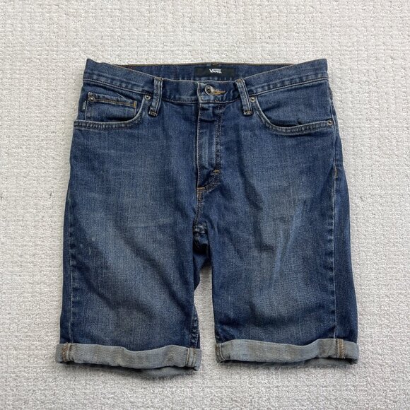 Vans Cuffed Denim Shorts Blue Jean Women’s Sz 28 Casual Summer Skate Style - Picture 1 of 15